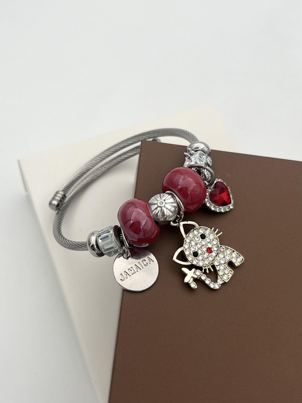 دستبند دخترانه پاندورا پلاک گربه